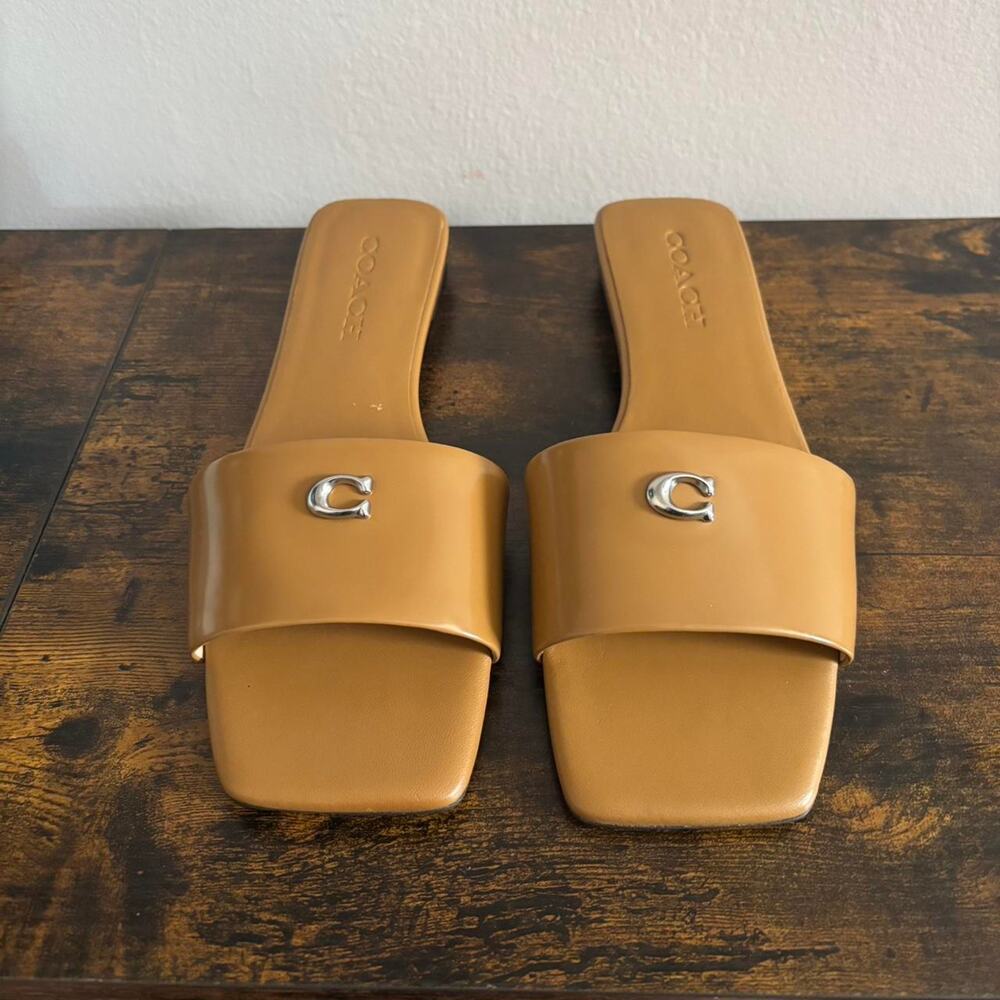 Coach brown caramel leather sandals